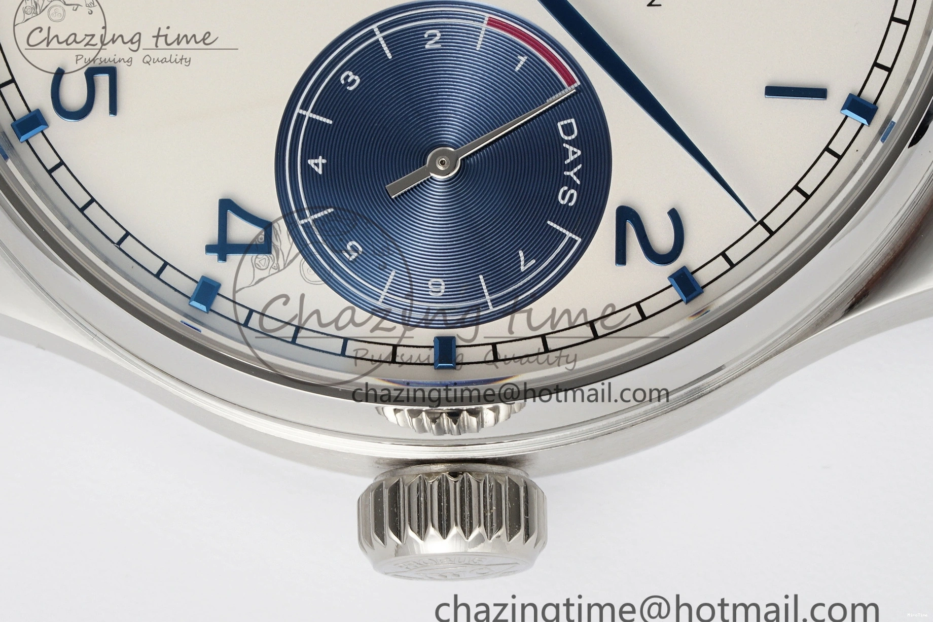 MIROTIME 0413 ZeroBulk Portuguese Real PR IW500715 SS AZF 1:1 Best Edition White Blue Dial on Blue Leather Strap A 7034